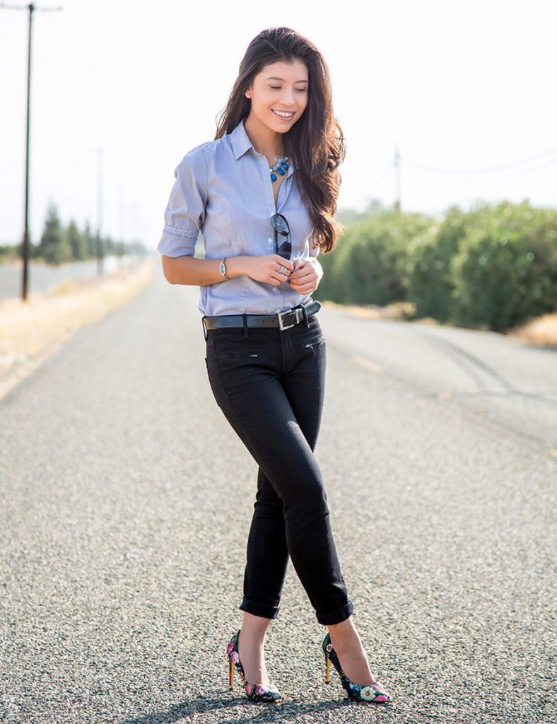 denim with high heels