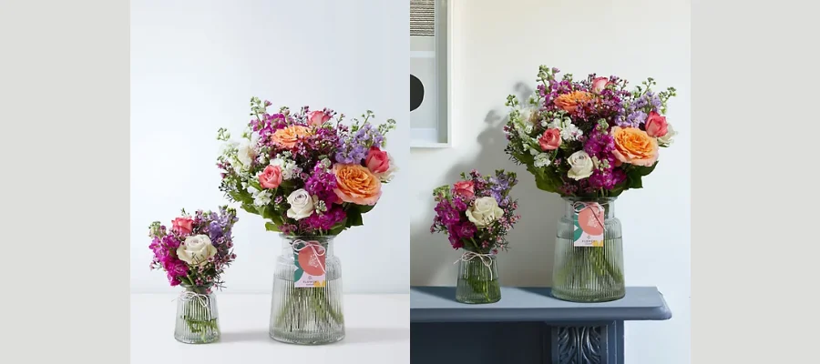 Rose & Stocks Bouquet with Vases