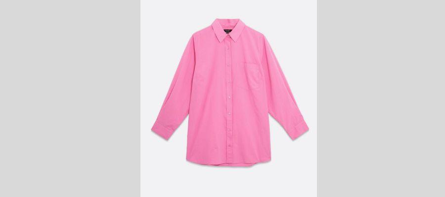T Shirt In A Deep Pink Poplin 