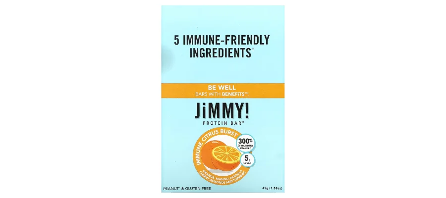 JiMMY!, Be well bars with benefits, Immune Citrus Burst, 12 protein bars, 1.58 oz (45 g) each