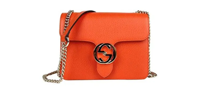The distinctive features of this Gucci handbag are its eye-catching