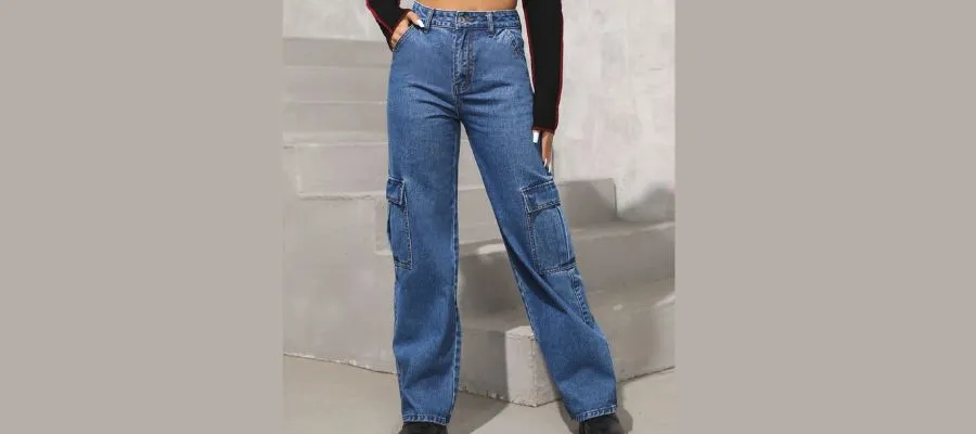 SHEIN PETITE High Waist Cargo Jeans