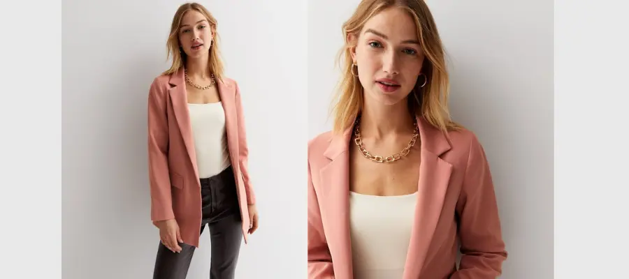 Pale Pink Long Sleeve Relaxed Fit Blazer
