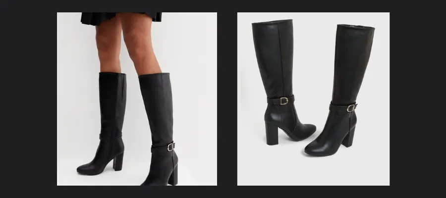 Black Leather New Look Knee High Boots