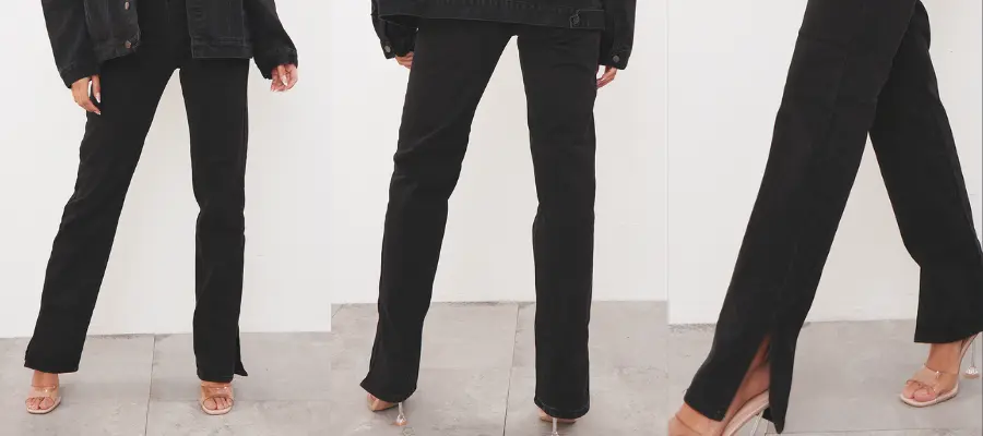 Black split-hem jeans are a type of denim jeans that have become increasingly popular.