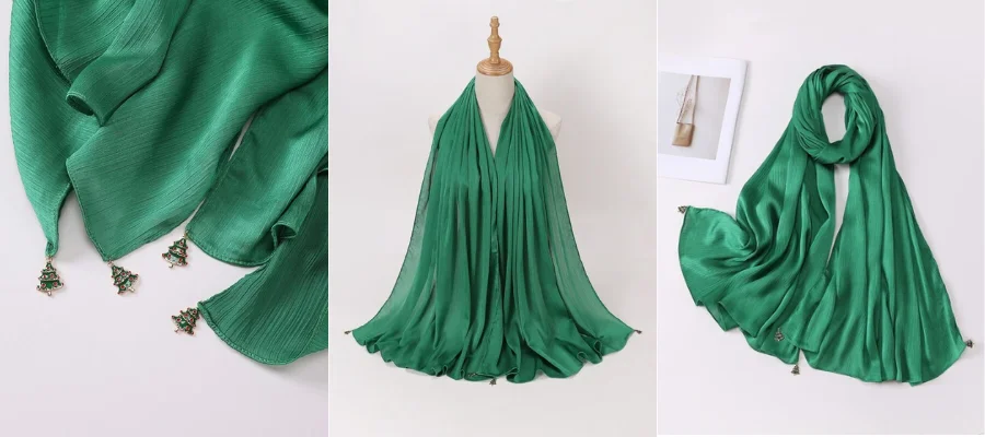Green shiny hijab