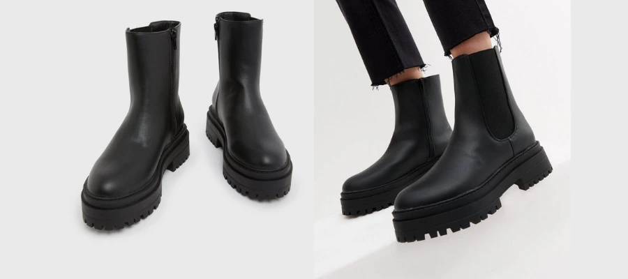 New Look Black Rounded Chunky Chelsea Boots