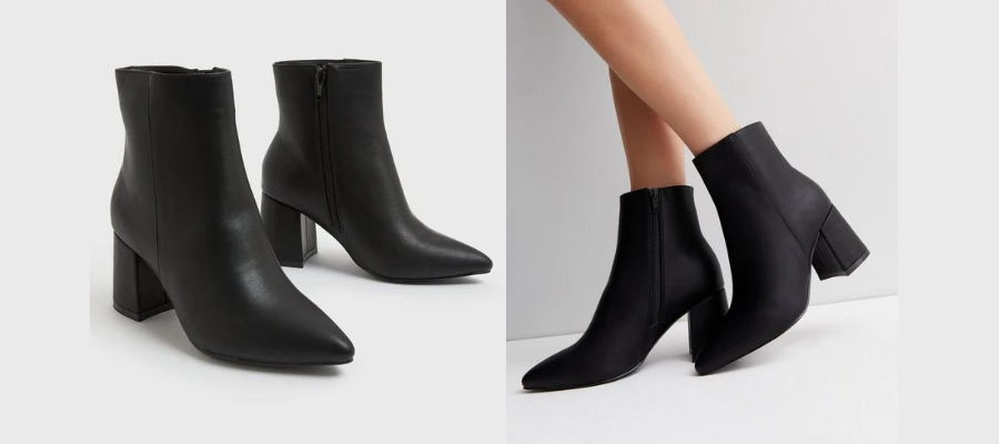 New Look Wide Fit Black Pointed Ankle Boots