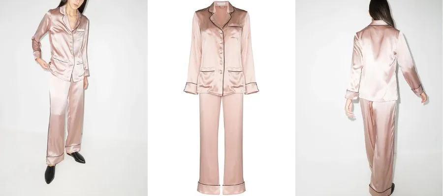 Olivia Von Halle Contrast Trim Silk Pajama Set