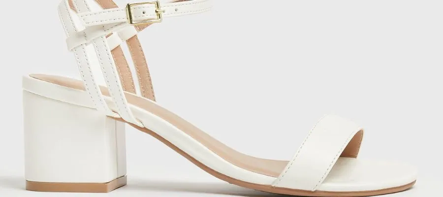 Sandals with a Strappy Block Heel in White