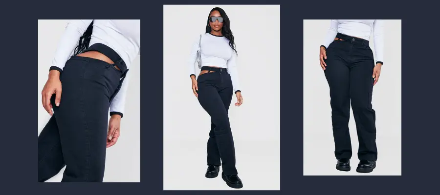 Shape black cut-out side cargo wide-leg jeans are a great choice.