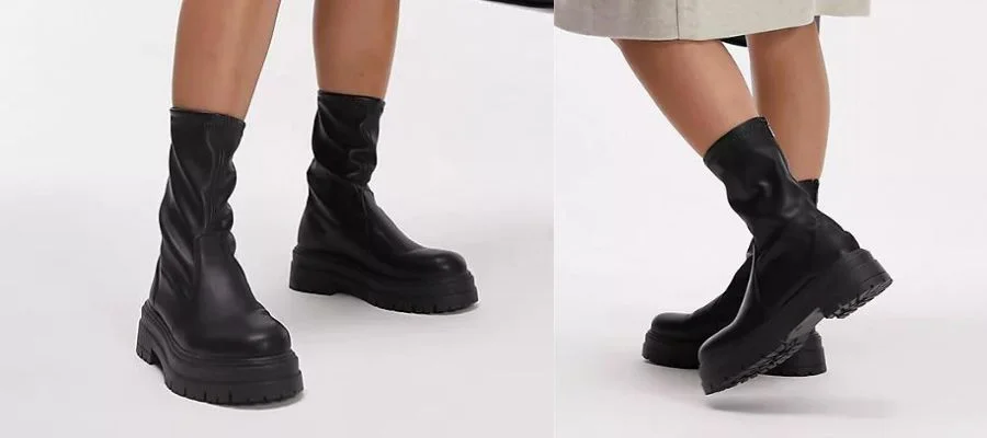 Topshop Kasper chunky sock boot in black