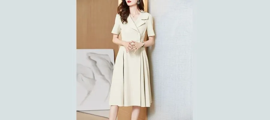 Short Sleeve Pleated Formal Dress
