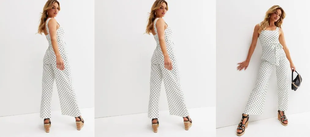 White Belted Wide Leg Jumpsuits