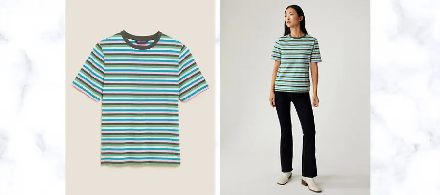M&S Collection Pure Cotton Striped Everyday Fit T-Shirt