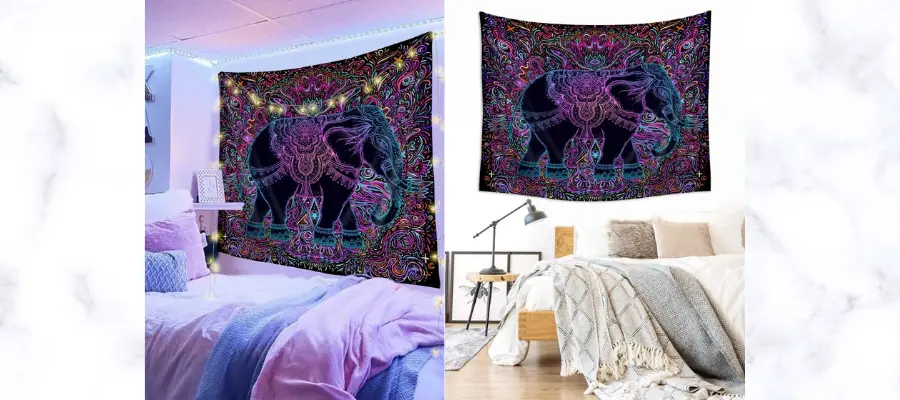 Colorblock Elephant Graphic Tapestry