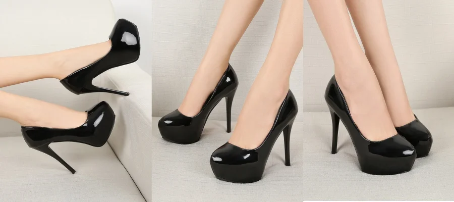 Artificial Patent Leather Stiletto Heeled Court Pumps