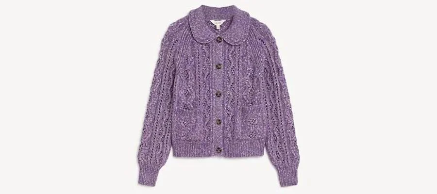Knitted Textured Collared Cardigan