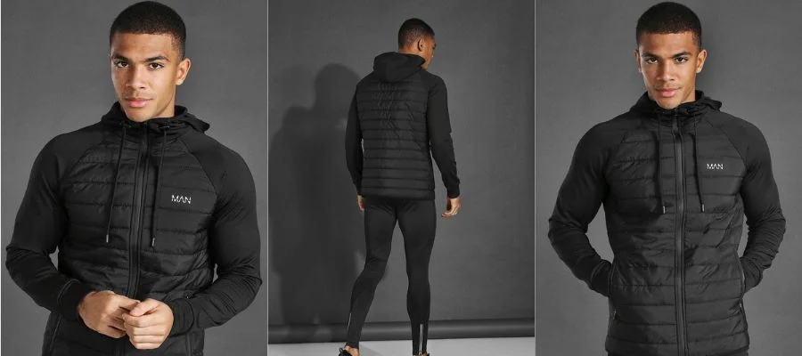 Man Active Gym Quilted Zip-Through Hoodie