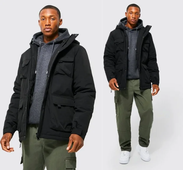 thumbnail image 2 of Hooded Parkas Men Winter Thick Mens Jacket Fur Collar Outwear Warm Coat Man Wool 2 of 14