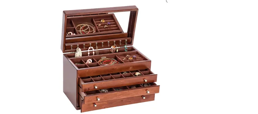 Mele & Co. Brigitte Walnut-Finish Wooden Jewelry Box