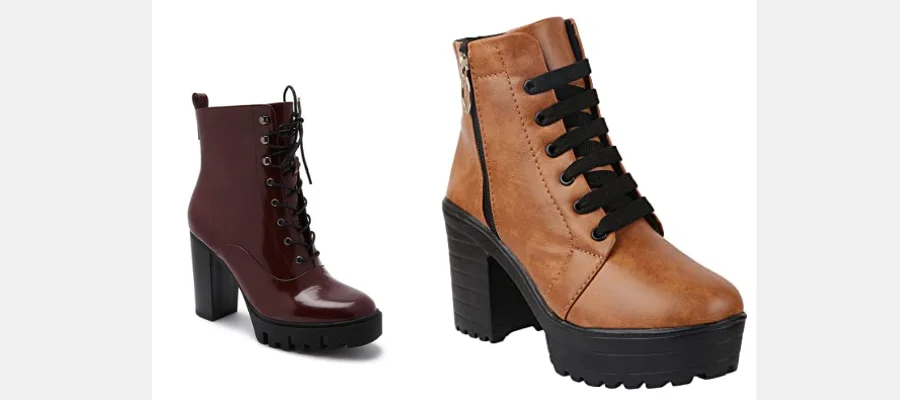 Lace up heeled boots