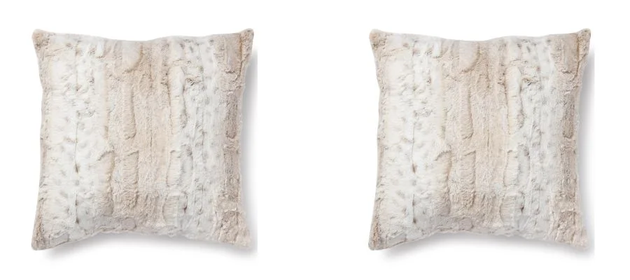 Snow Leopard Faux Fur Throw Pillow
