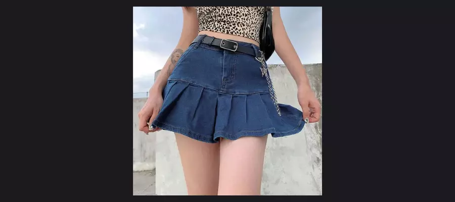 Sosana's Frilled-Hem Denim Mini Skirt