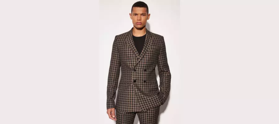 Tall Skinny Double Breasted Dogtooth Blazer