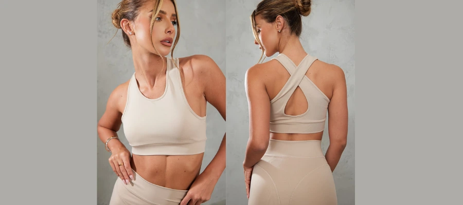 Taupe Light Luxe Cross Back Sports Bra
