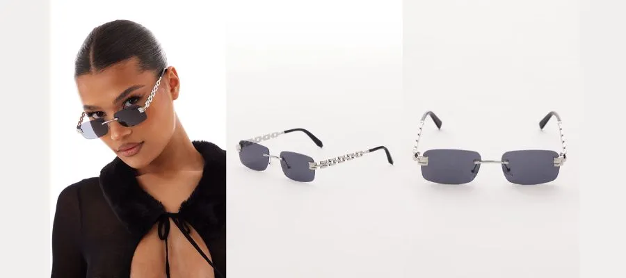 Black squared chain sunglasses