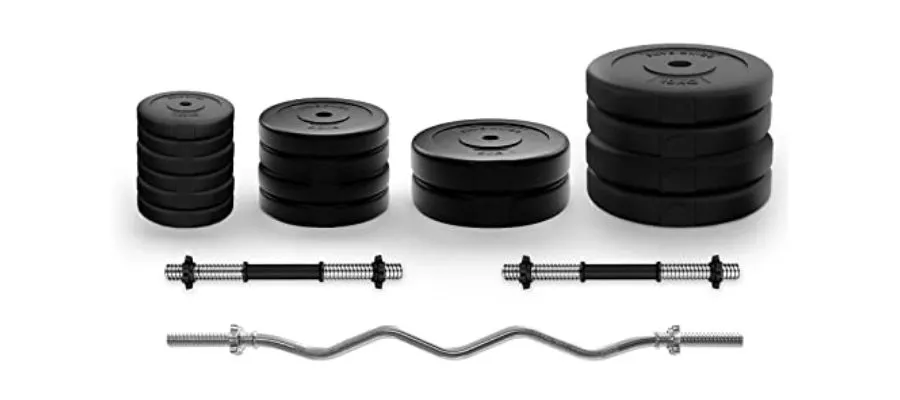 Physionics Barbell Bar with Weight Plates Set SZ Curl Bar 76 kg 