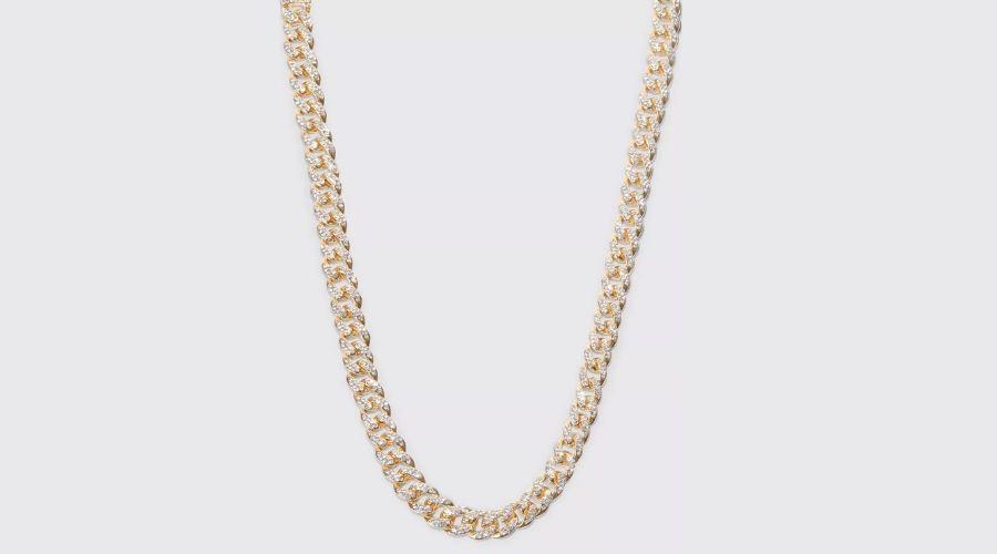 ICED CUBAN CHAIN NECKLACE WITH LOCK DETAIL