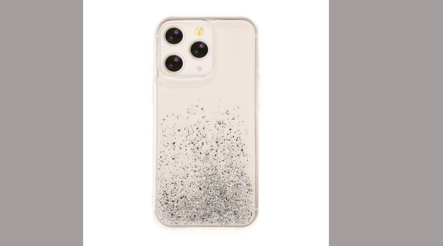 iPhone 13/13 Pro crystal phone case - silver glitter