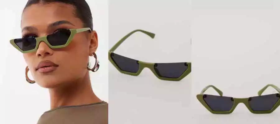 Olive extreme cateye cut-off sunglasses