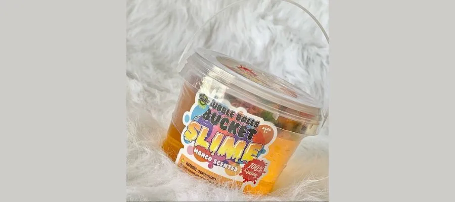 Bubble balls orange mango-scented bucket slime 