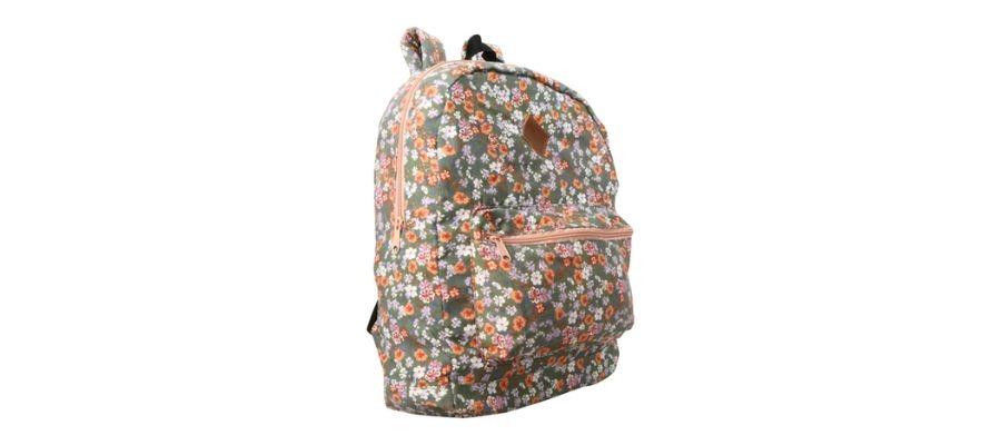 Floral printed canvas backpack 16in