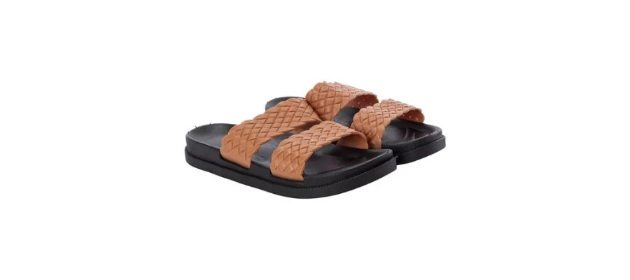 Ladies brown braided sandals