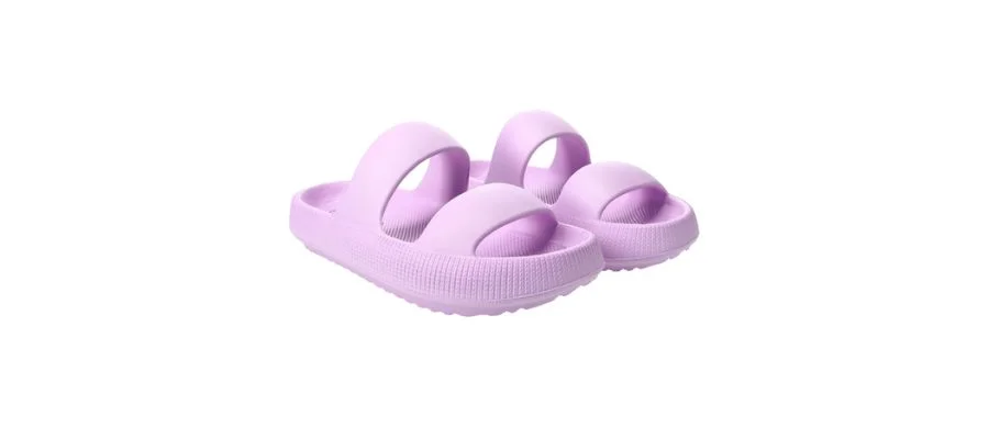 Ladies purple double band puff sole sandals