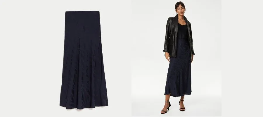 Floral Jacquard Maxi Slip Skirt
