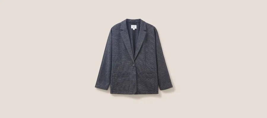 Jersey Textured Blazer Jacket with Wool