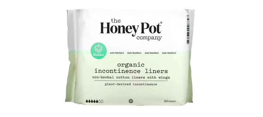 The Honey Pot Company, Non-herbal Cotton Liners with Wings, Organic Incontinence Liners, 20 Count