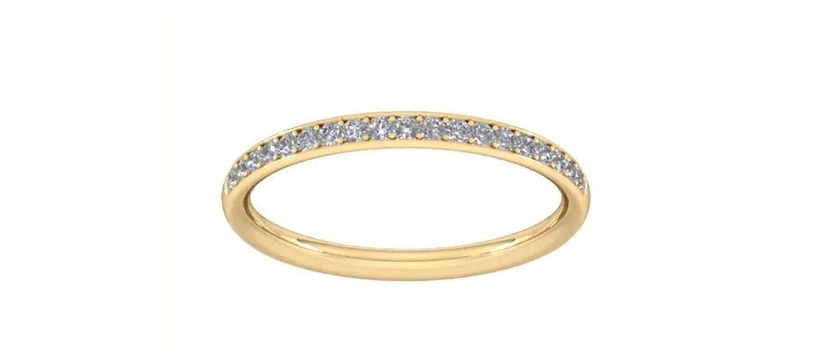 0.18 Carat Brilliant Cut Grain Set Diamond Wedding Ring In 18 Carat Yellow Gold