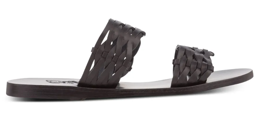 Ancient Greek sandals black melia woven slides | Hermagic