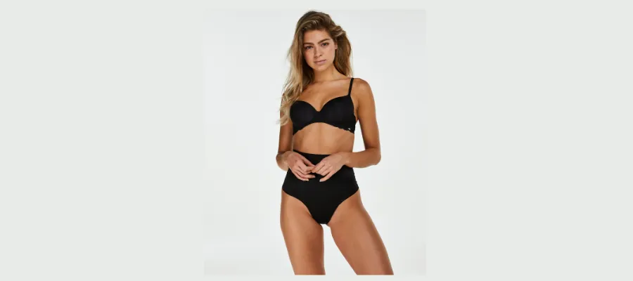 High waist shaping scuba thong - Black