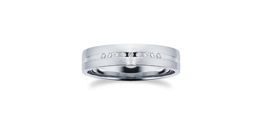 Platinum mens 0.06ct diamond wedding ring 