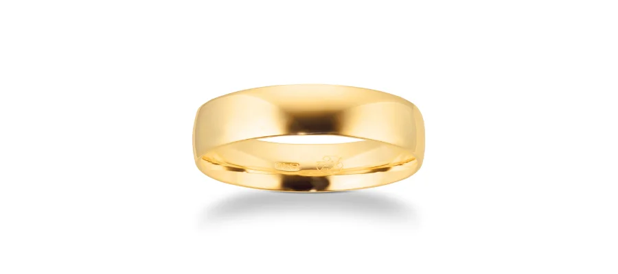 Recycled 18ct yellow gold 5mm court wedding band 
