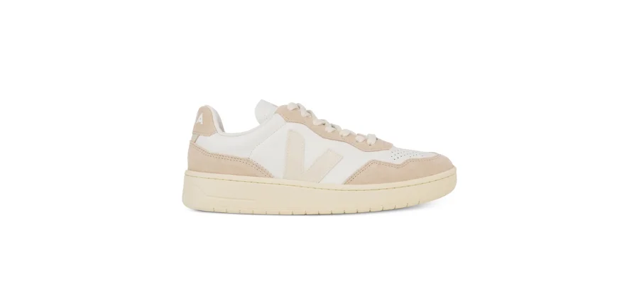 VEJA Extra-White/Beige V-90 Leather Trainers