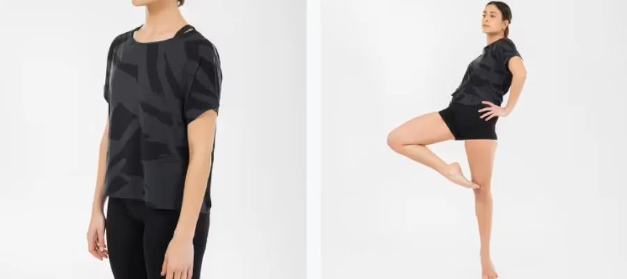 Women’s Modern Dance Fluid T-shirt in Grey and Black