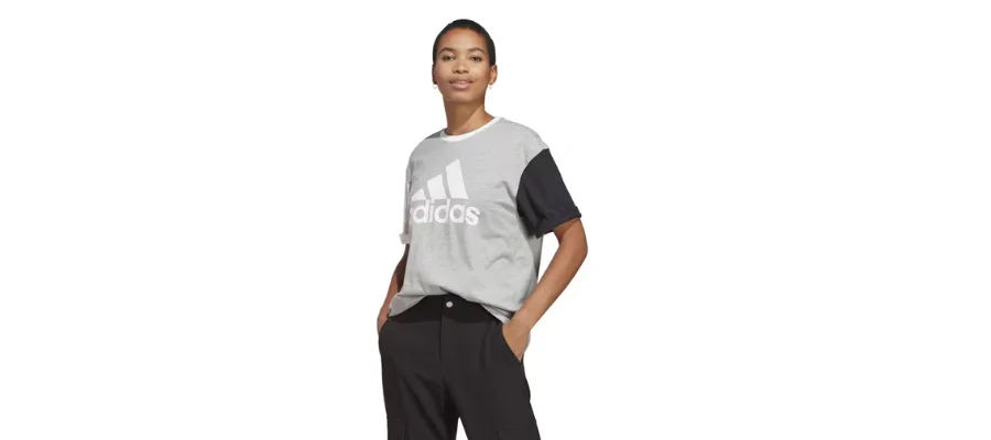 Adidas women's colourblock fitness T-shirt gray